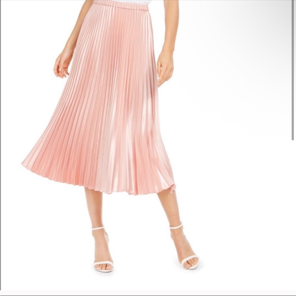 Anne Klein Midi Pleated Metallic Pink Skirt